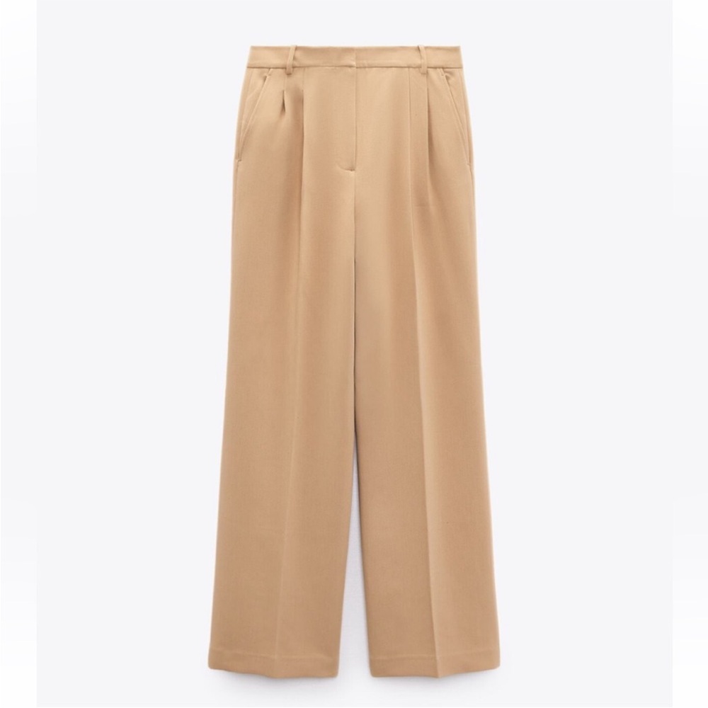 Zara Tan Pleated Trousers